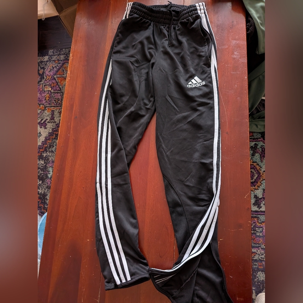 Adidas Black Track Pants with White 3-Stripes